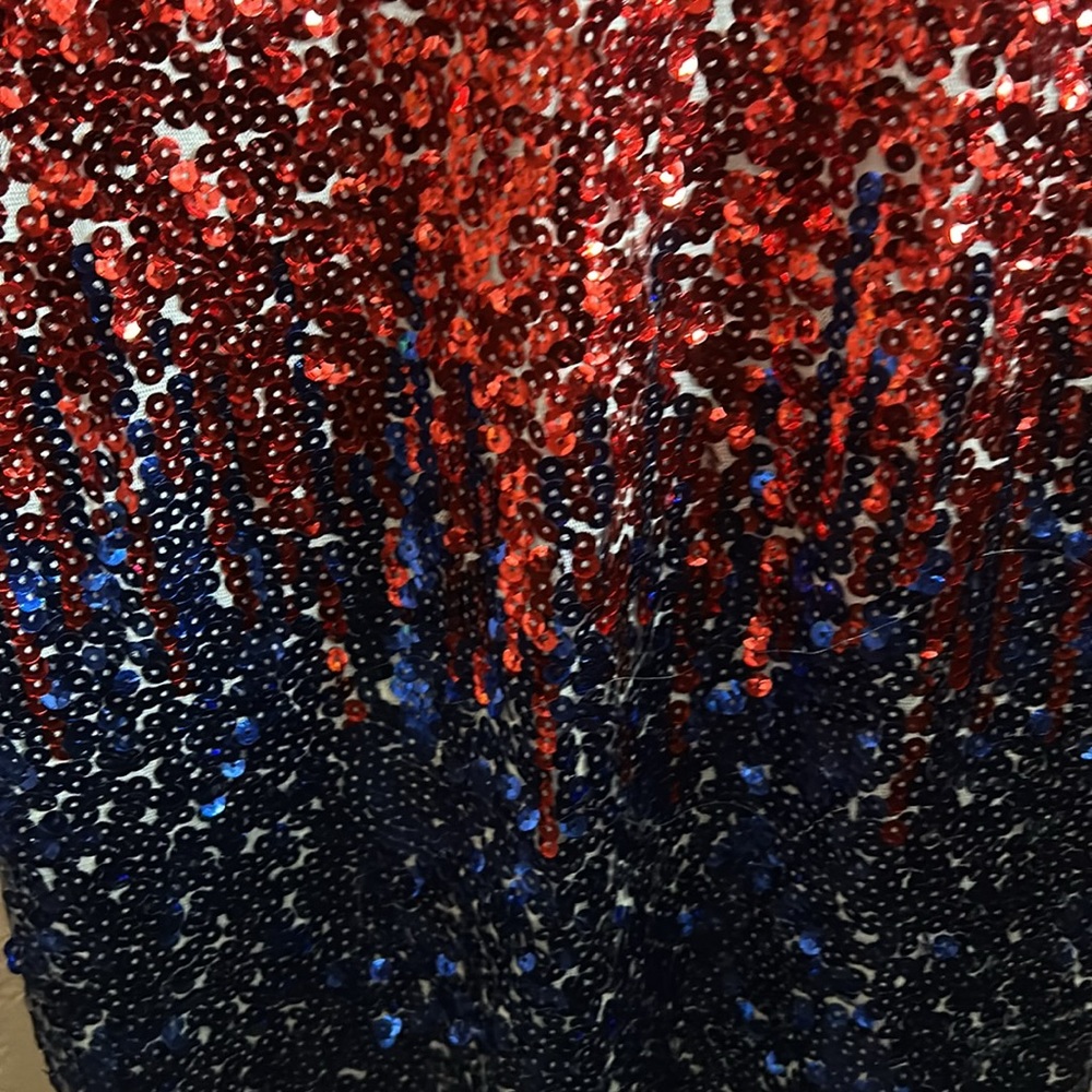 Maner XL Ladies Sequined Red White and Blue 4th of July American Patriotic Dress - Picture 4 of 10